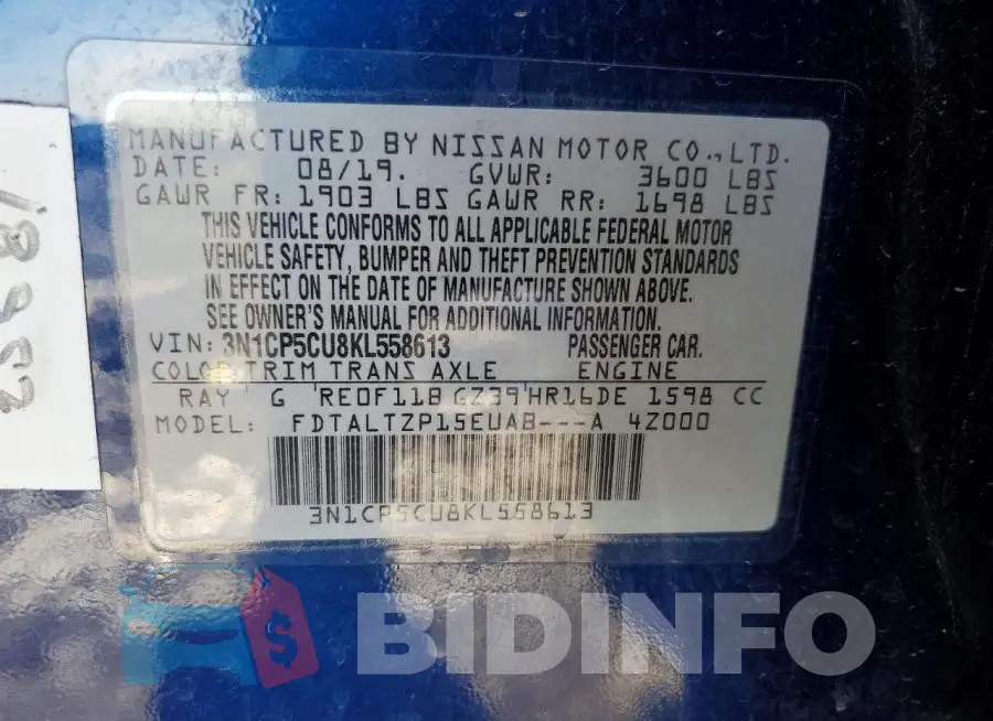 3N1CP5CU8KL558613 Photo# 13