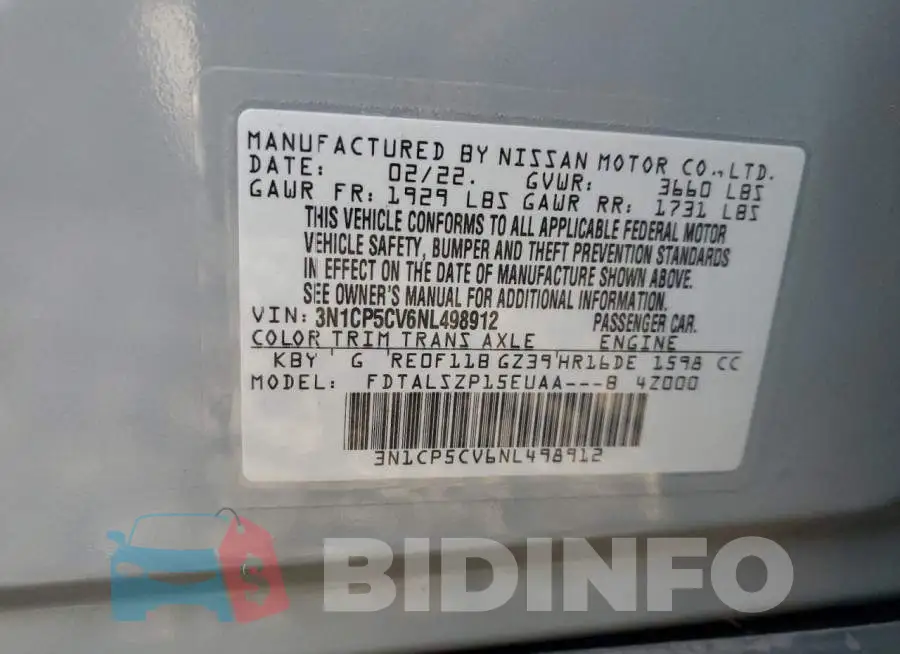 3N1CP5CV6NL498912 Photo# 13
