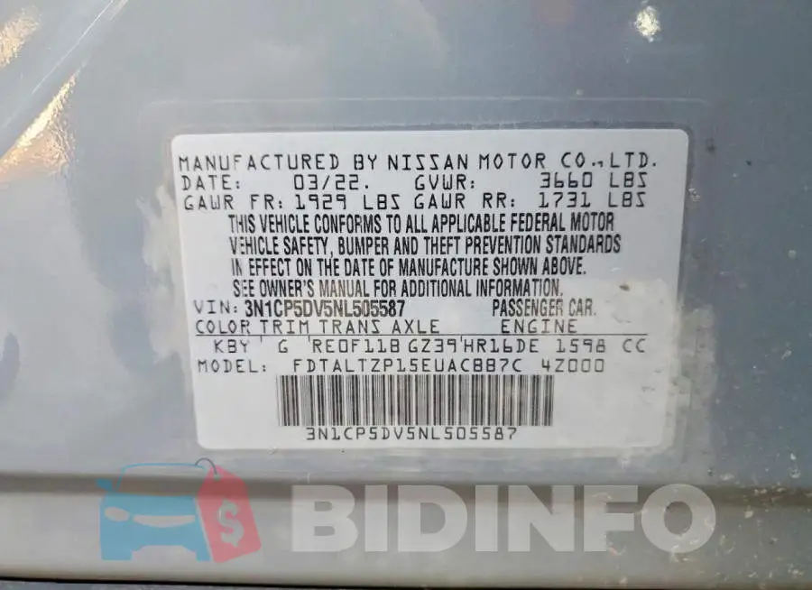 3N1CP5DV5NL505587 Photo# 14
