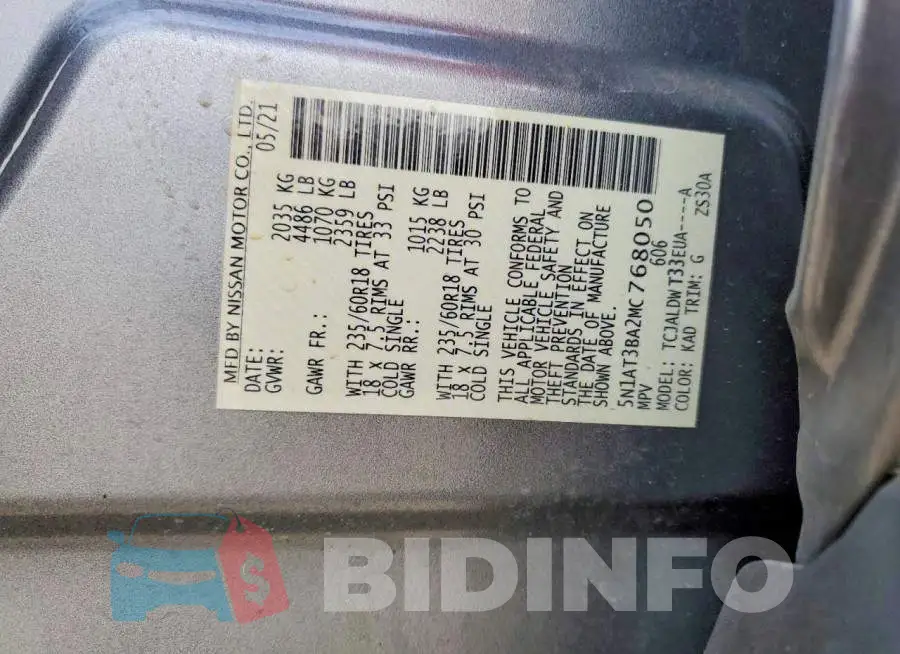 5N1AT3BA2MC768050 Photo# 14