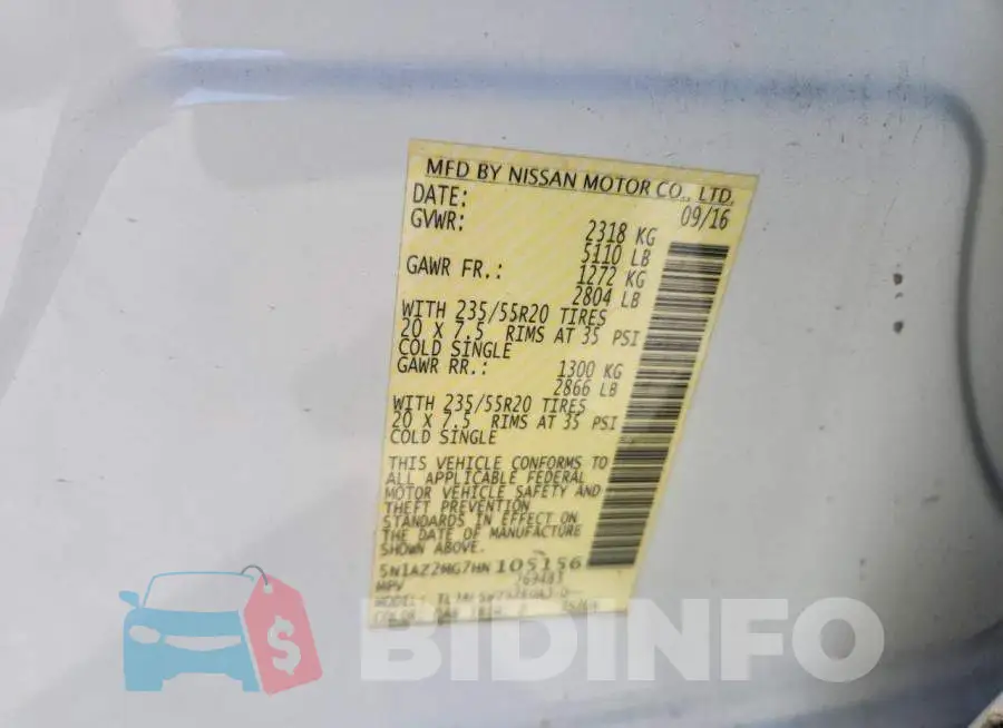5N1AZ2MG7HN105156 Photo# 14