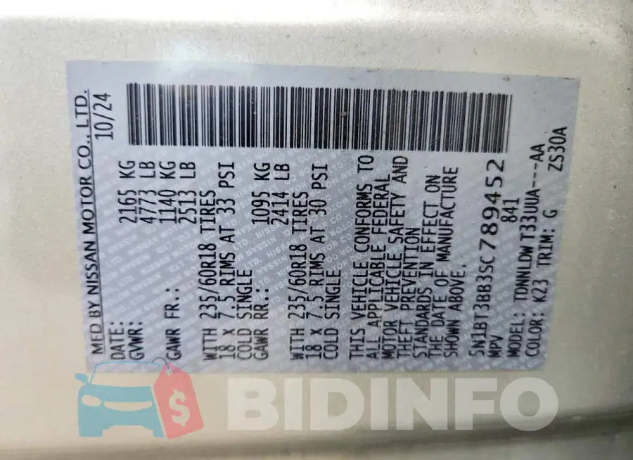 5N1BT3BB3SC789452 Photo# 14