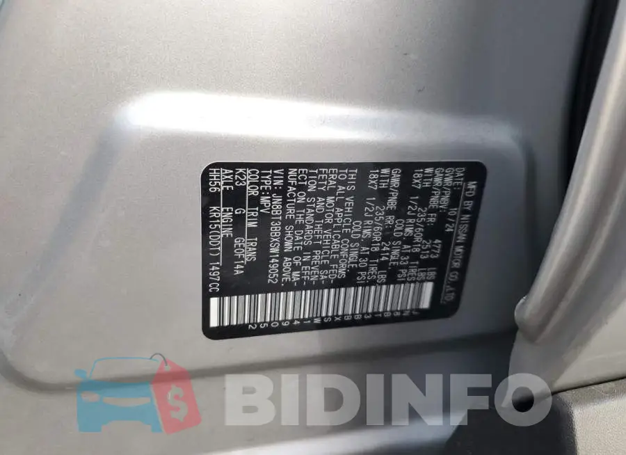 JN8BT3BBXSW149052 Photo# 13