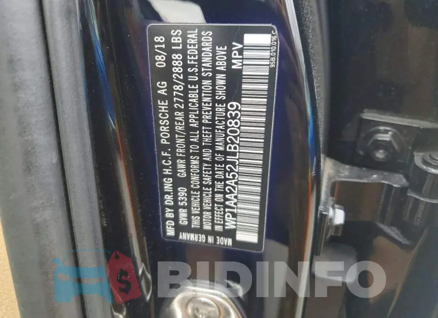 WP1AA2A52JLB20839 Photo# 13