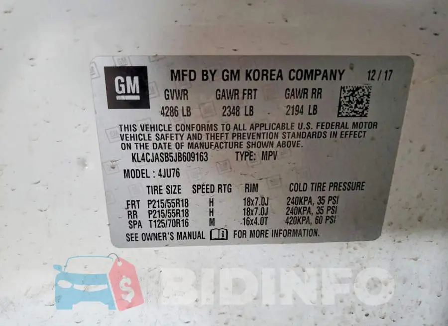 KL4CJASB5JB609163 Photo# 12