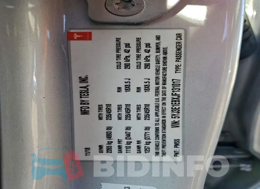 5YJ3E1EBXJF131017 Photo# 12
