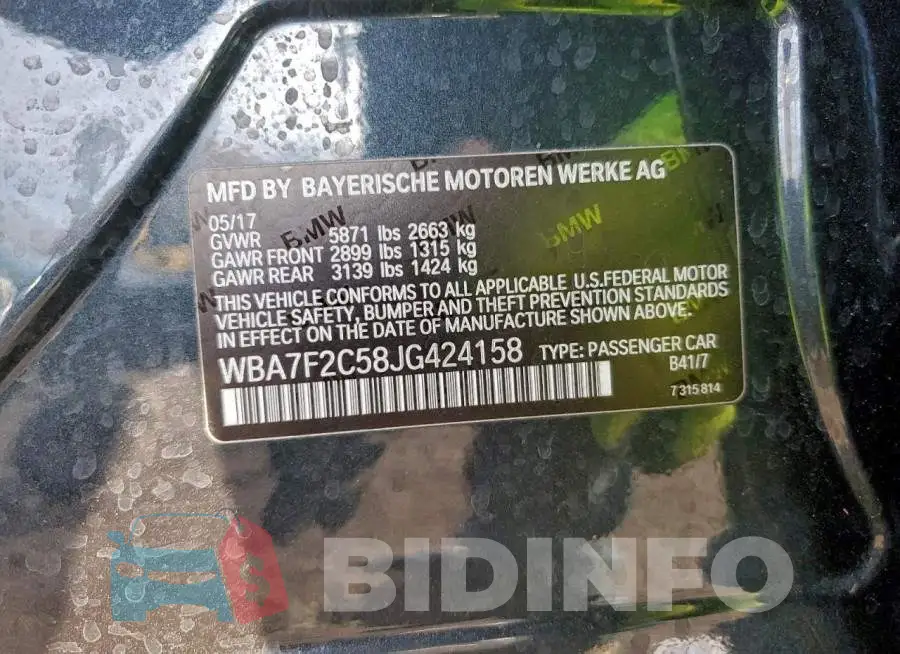 WBA7F2C58JG424158 Photo# 12