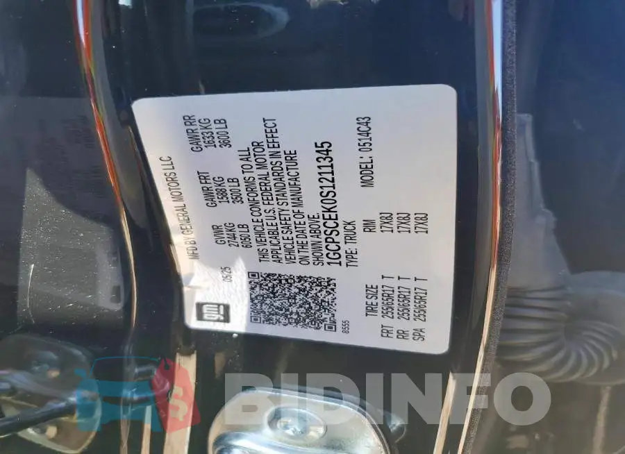 1GCPSCEK0S1211345 Photo# 12
