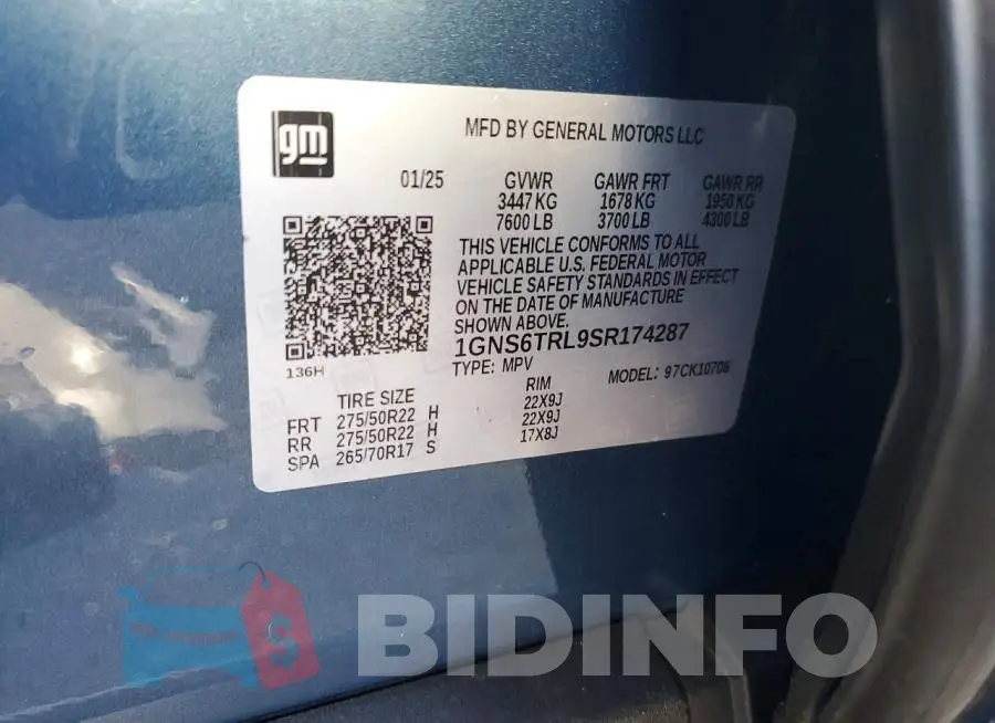 1GNS6TRL9SR174287 Photo# 14