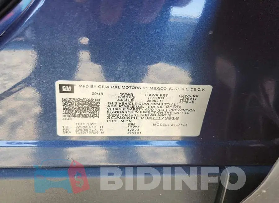 3GNAXHEV3KL173916 Photo# 13