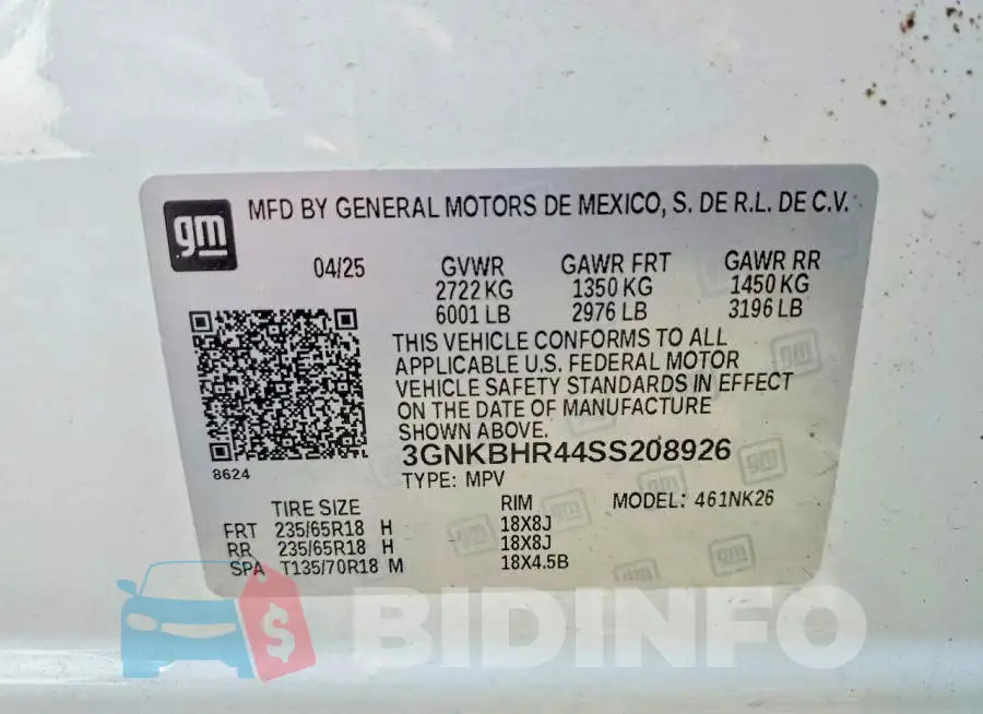 3GNKBHR44SS208926 Photo# 14