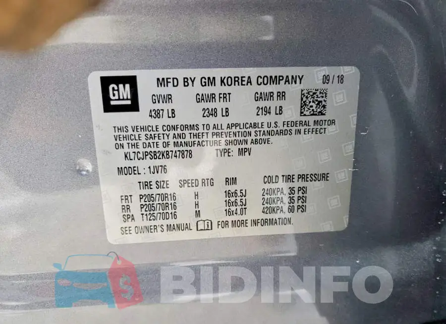 KL7CJPSB2KB747878 Photo# 13
