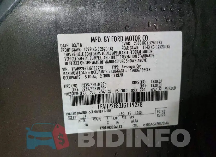 1FAHP2E83JG119278 Photo# 12
