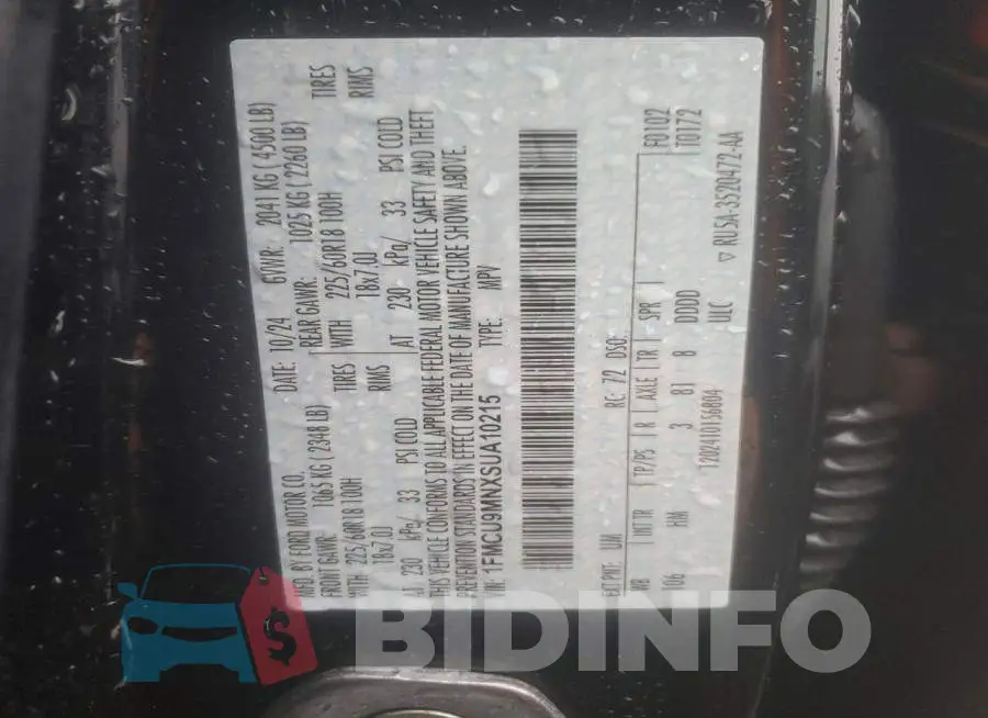 1FMCU9MNXSUA10215 Photo# 13