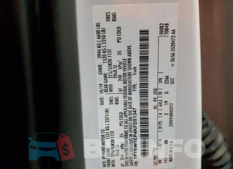 1FTEW1EP4KFD51347 Photo# 12