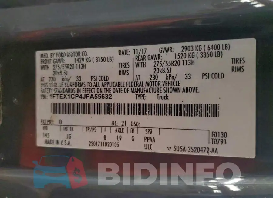 1FTEX1CP4JFA55632 Photo# 12