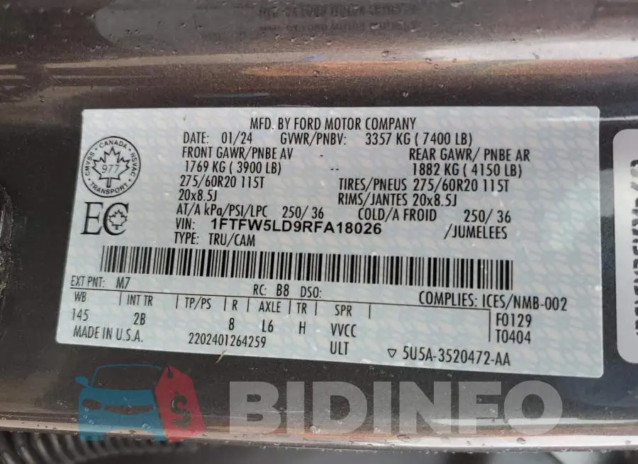 1FTFW5LD9RFA18026 Photo# 12