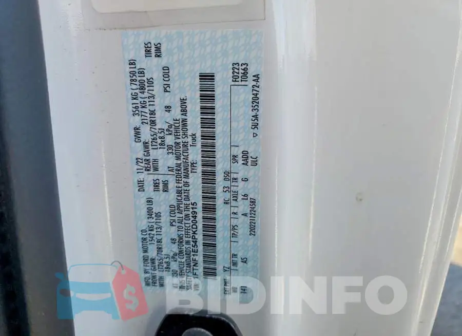 1FTNF1E54PKD04915 Photo# 13