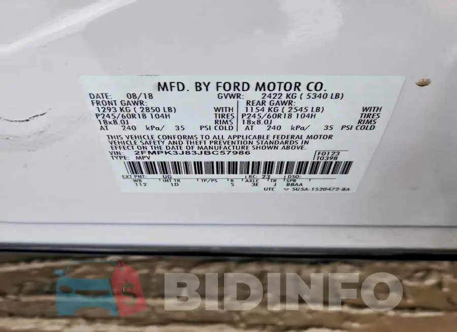 2FMPK3J83JBC57986 Photo# 13