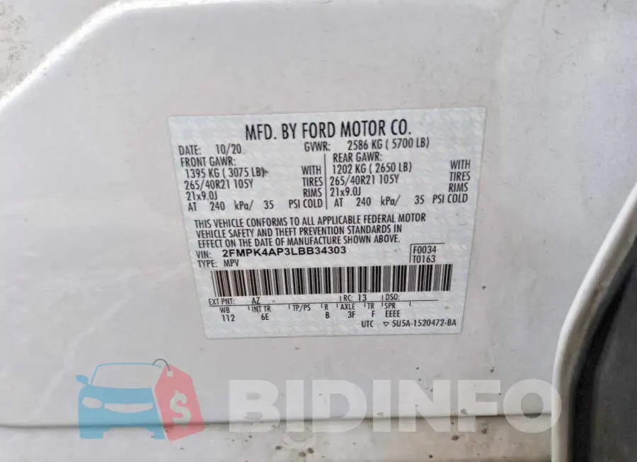 2FMPK4AP3LBB34303 Photo# 13