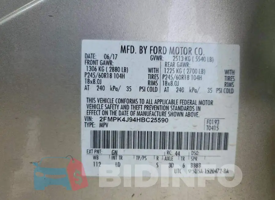 2FMPK4J94HBC25590 Photo# 13
