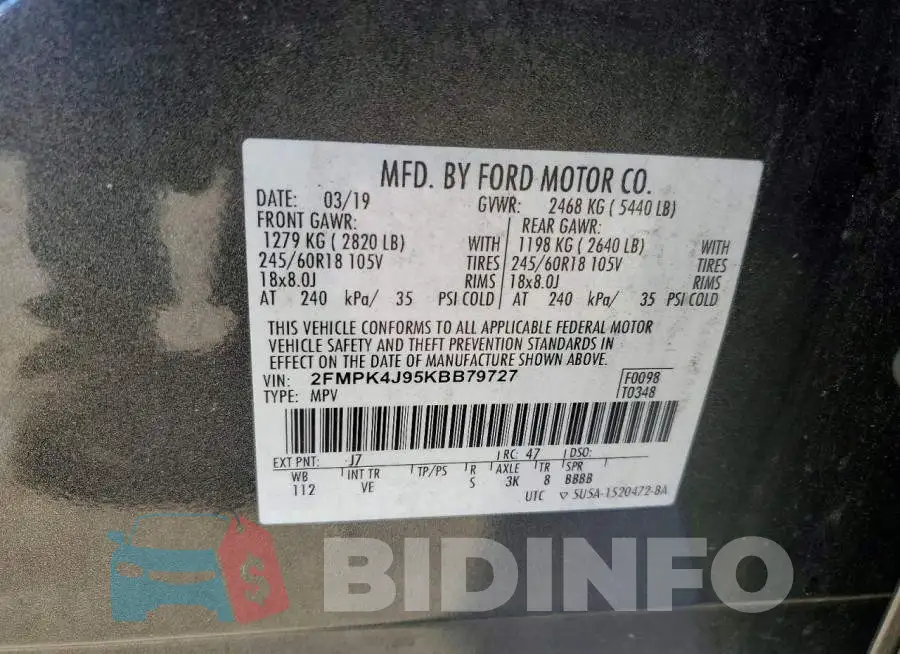 2FMPK4J95KBB79727 Photo# 13