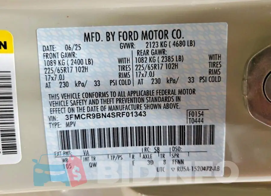 3FMCR9BN4SRF01343 Photo# 14