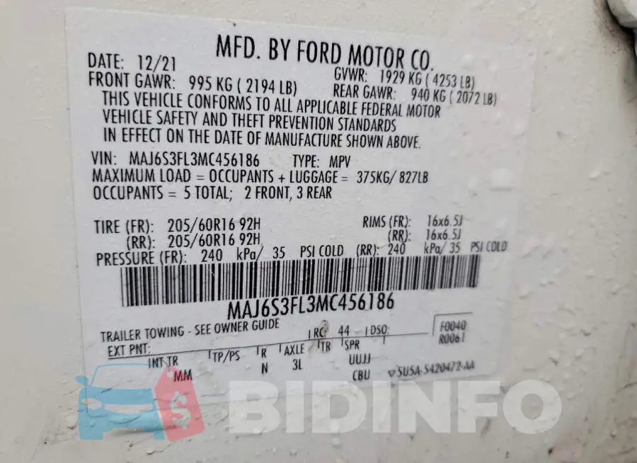 MAJ6S3FL3MC456186 Photo# 13