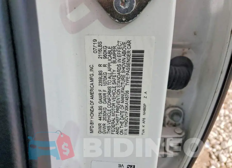 1HGCV1F30KA145706 Photo# 13