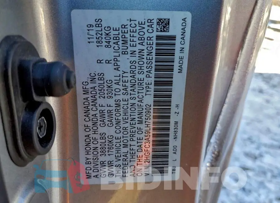 2HGFC3A59LH750902 Photo# 12