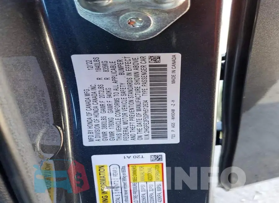 2HGFE2F50PH512634 Photo# 12