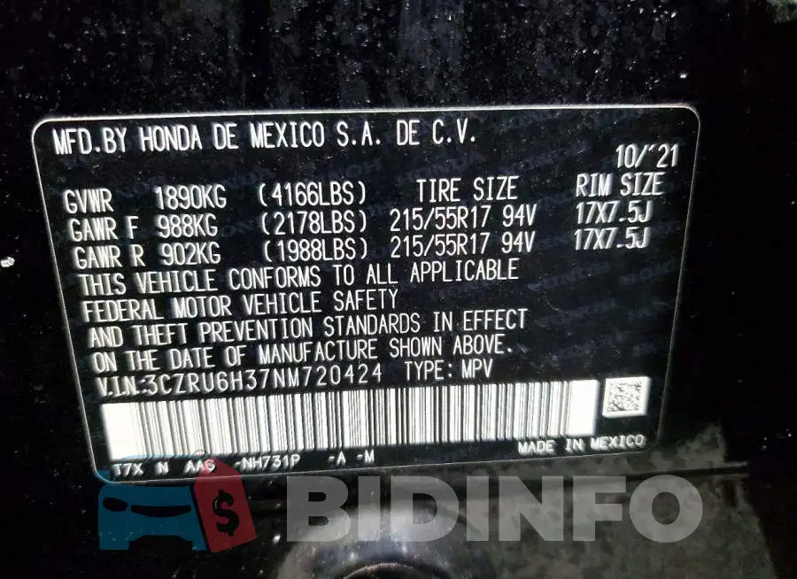 3CZRU6H37NM720424 Photo# 13