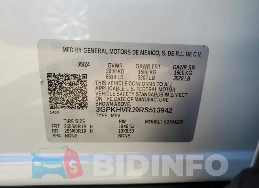 3GPKHVRJ9RS513942 Photo# 13