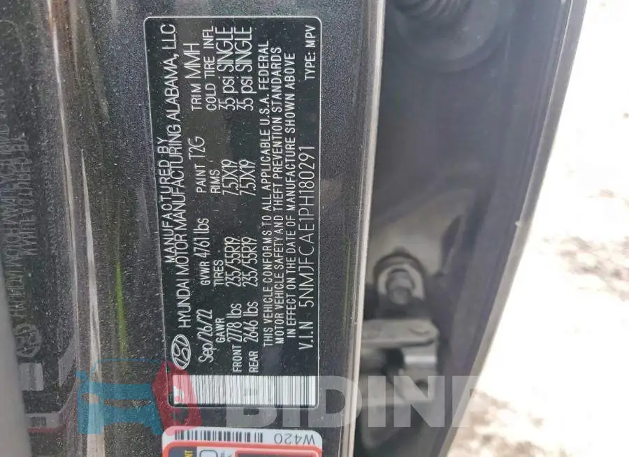 5NMJFCAE1PH180291 Photo# 13