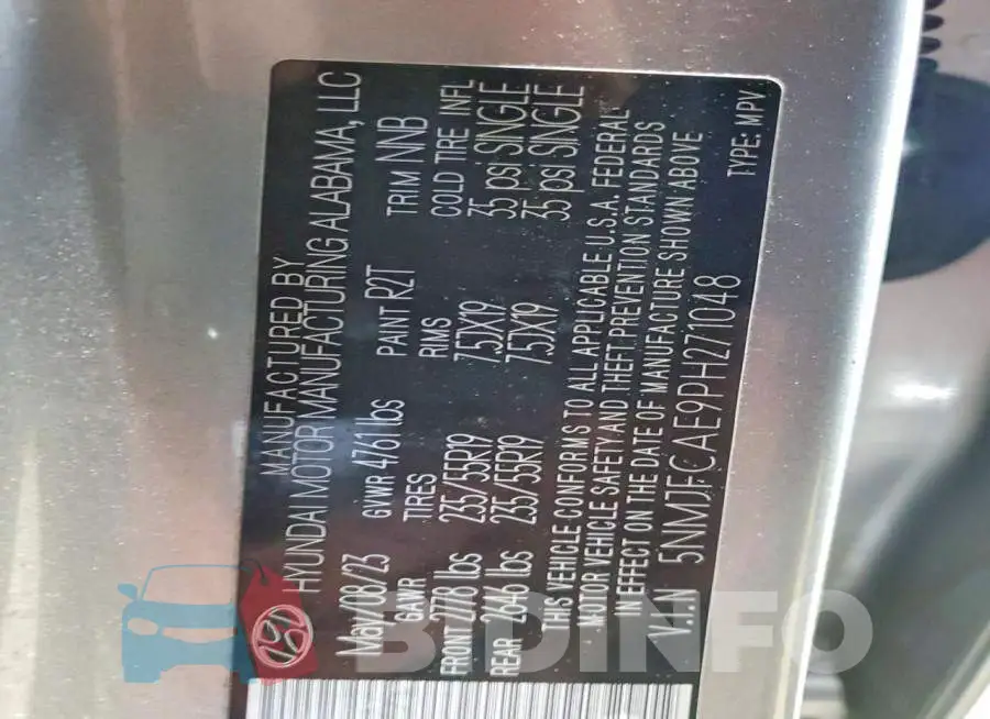 5NMJFCAE9PH271048 Photo# 13