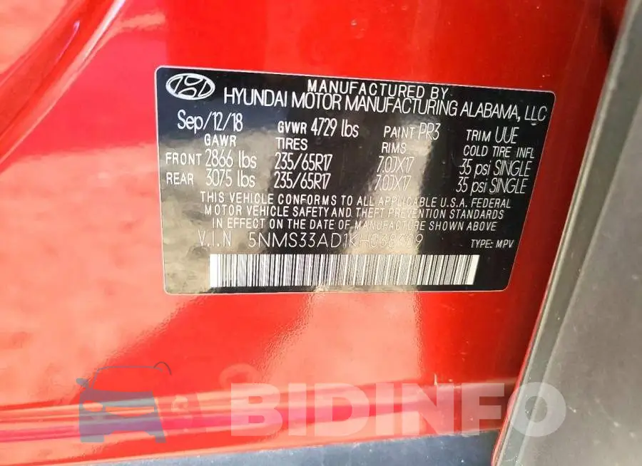 5NMS33AD1KH038309 Photo# 14
