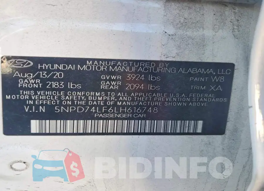 5NPD74LF6LH616748 Photo# 13