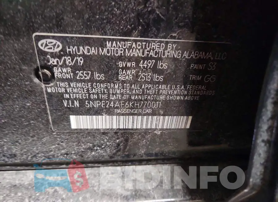 5NPE24AF6KH770011 Photo# 12