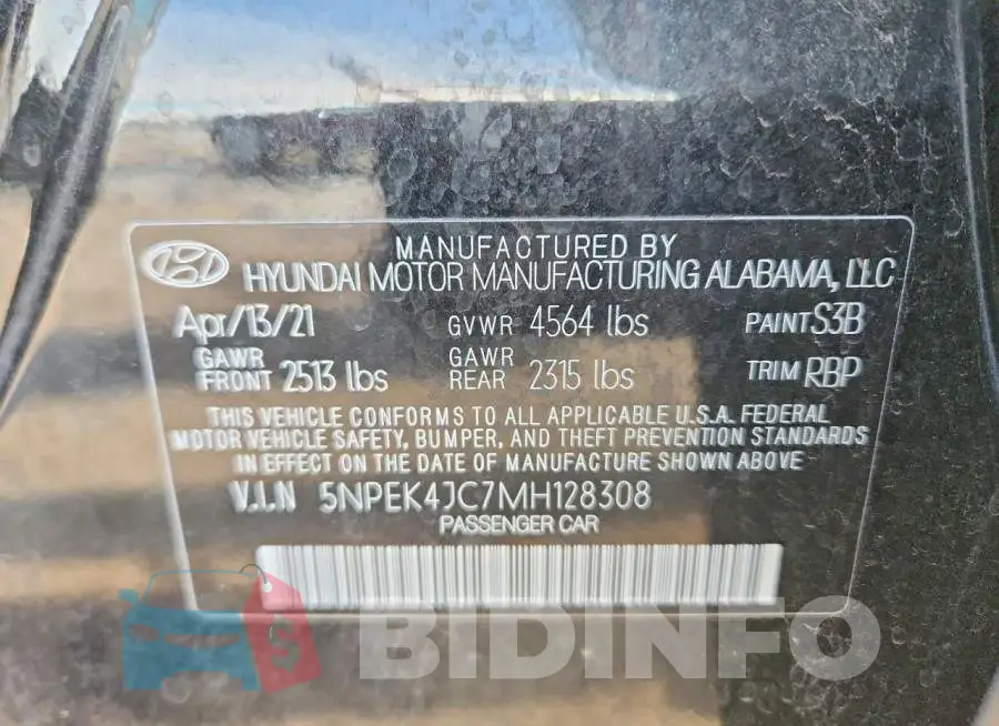 5NPEK4JC7MH128308 Photo# 12