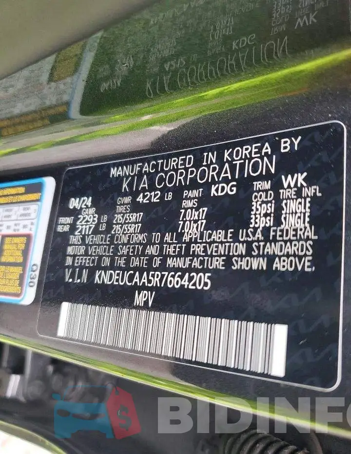 KNDEUCAA5R7664205 Photo# 12