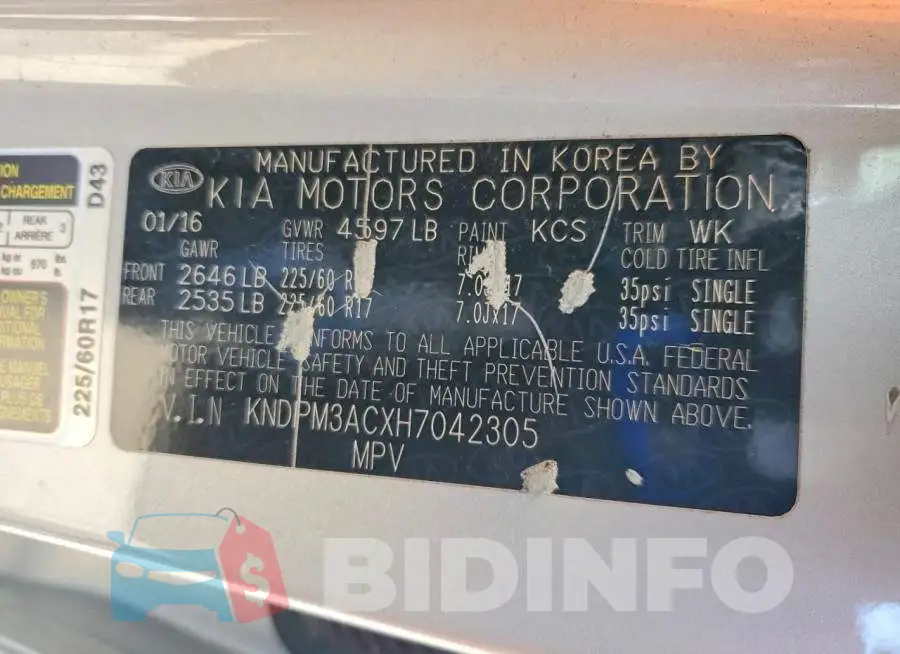 KNDPM3ACXH7042305 Photo# 13