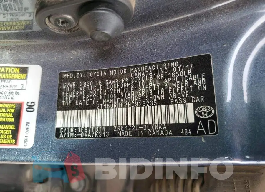 2T1BURHE2HC829235 Photo# 12