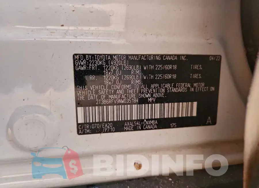 2T3B6RFV9NW035184 Photo# 13