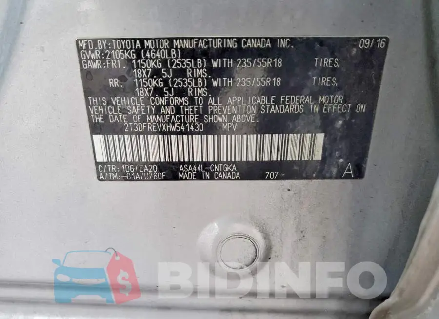 2T3DFREVXHW541430 Photo# 14