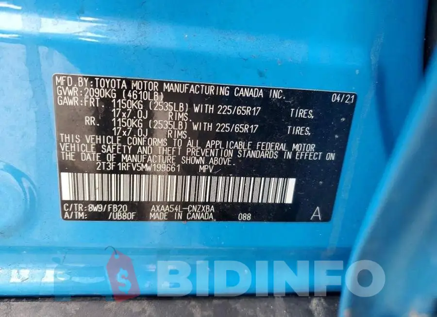 2T3F1RFV5MW199661 Photo# 13