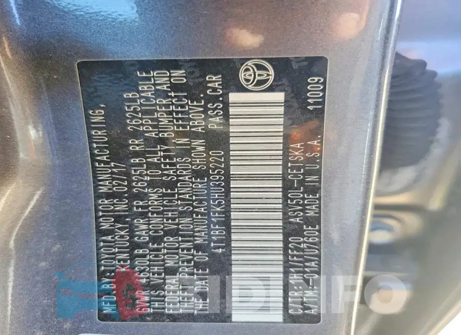 4T1BF1FK5HU395220 Photo# 13