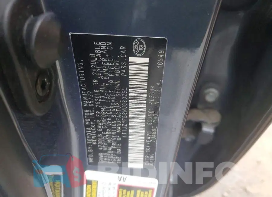 4T1JZ1FB8NU080295 Photo# 12