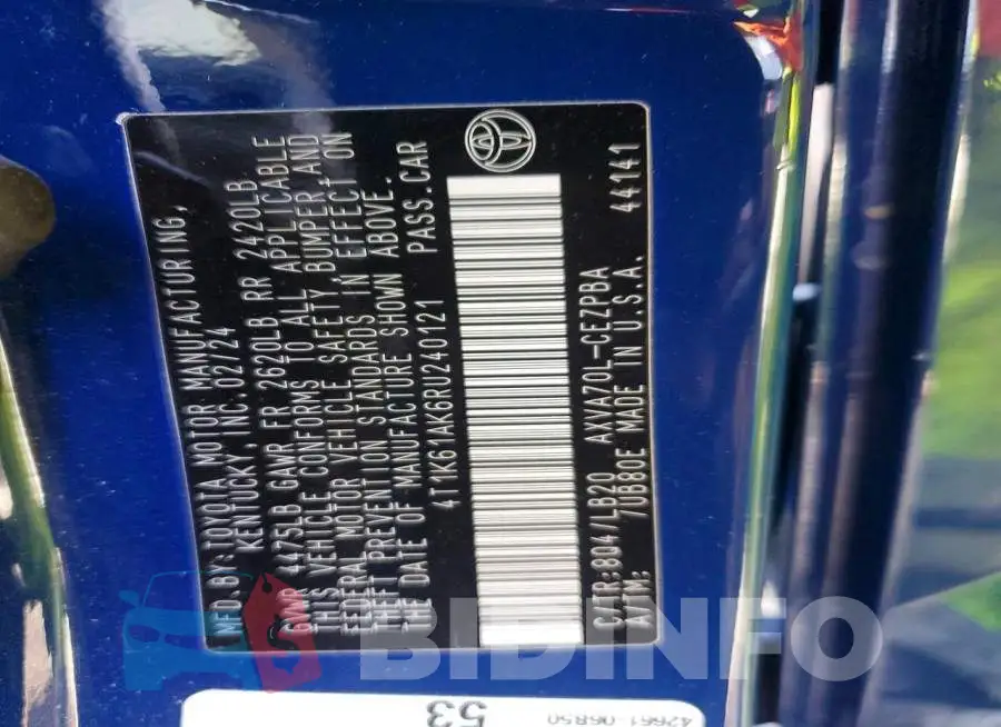 4T1K61AK6RU240121 Photo# 13