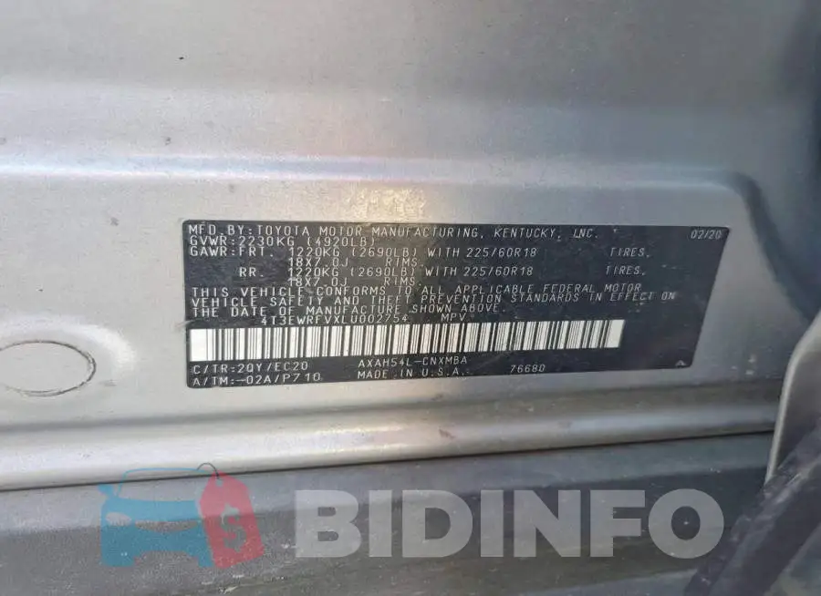 4T3EWRFVXLU002754 Photo# 14
