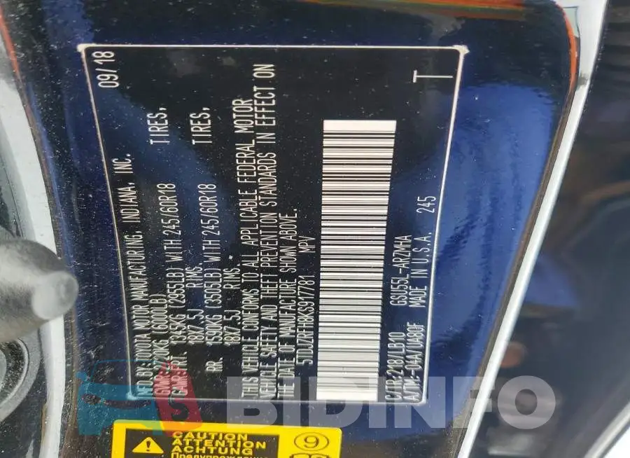 5TDJZRFH8KS917781 Photo# 13